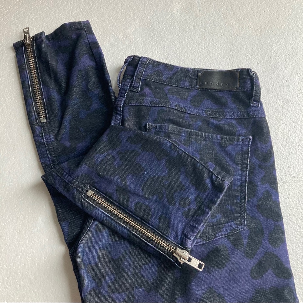 Sandro cheetah print corduroy Jeans Size 38 - Picture 3 of 9